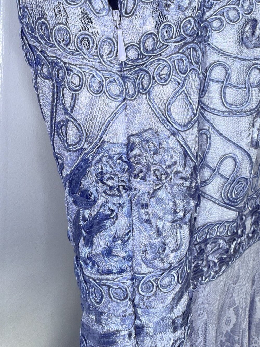 Sue Wong Asian Inspired Mandarin Collar Floral Lace Applique Built-inBra Dress 4 - Picture 10 of 10